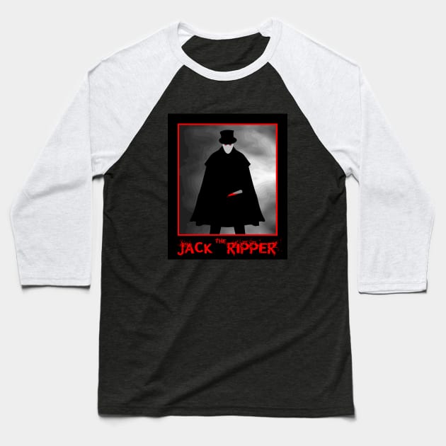 Jack The Ripper Art Baseball T-Shirt by dflynndesigns